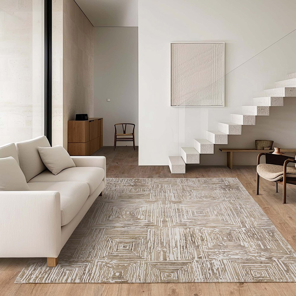 Kuza Portrait Abstract Geo Beige Rug