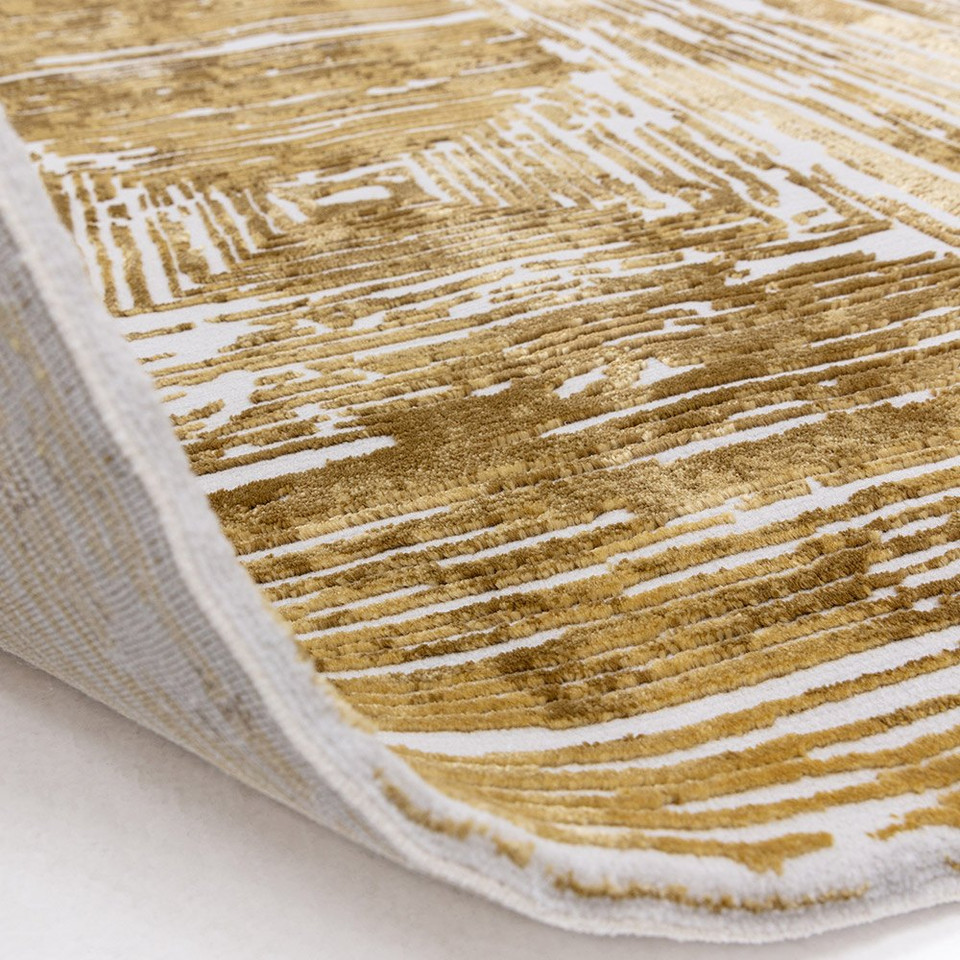 Kuza Portrait Abstract Geo Gold Rug