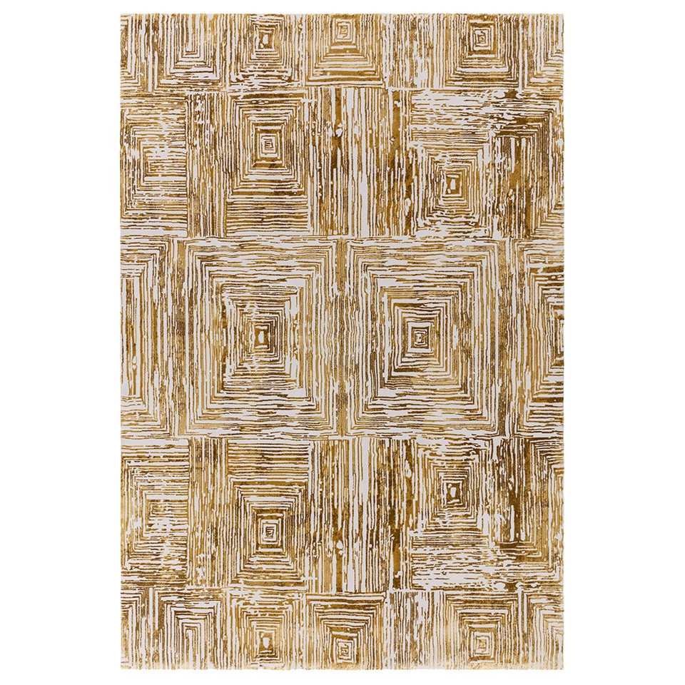 Kuza Portrait Abstract Geo Gold Rug