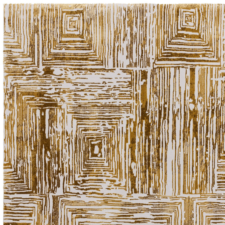 Kuza Portrait Abstract Geo Gold Rug