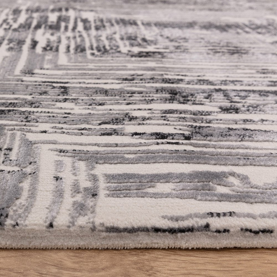 Kuza Portrait Abstract Geo Grey Rug