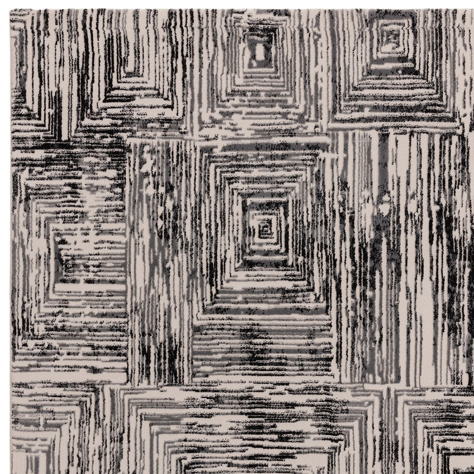 Kuza Portrait Abstract Geo Grey Rug