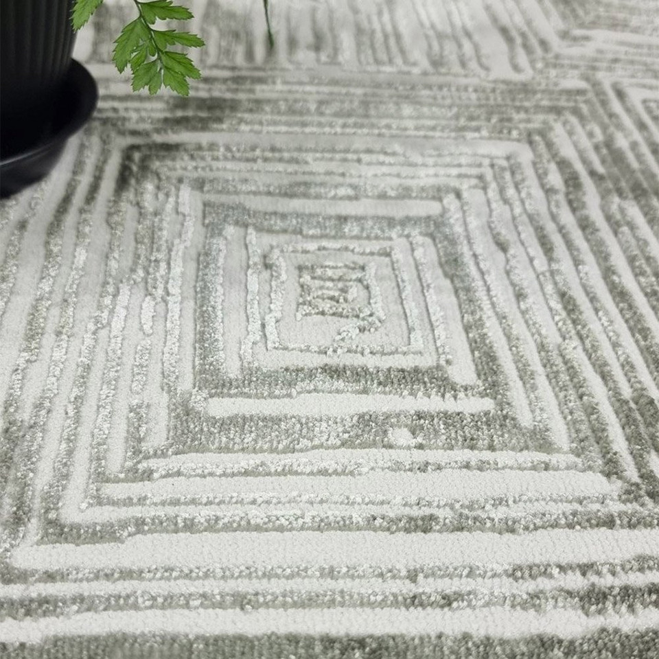 Kuza Portrait Abstract Geo Khaki Green Rug