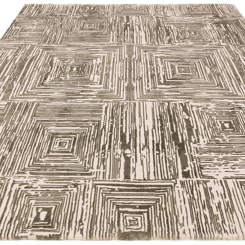 Kuza Portrait Abstract Geo Khaki Green Rug