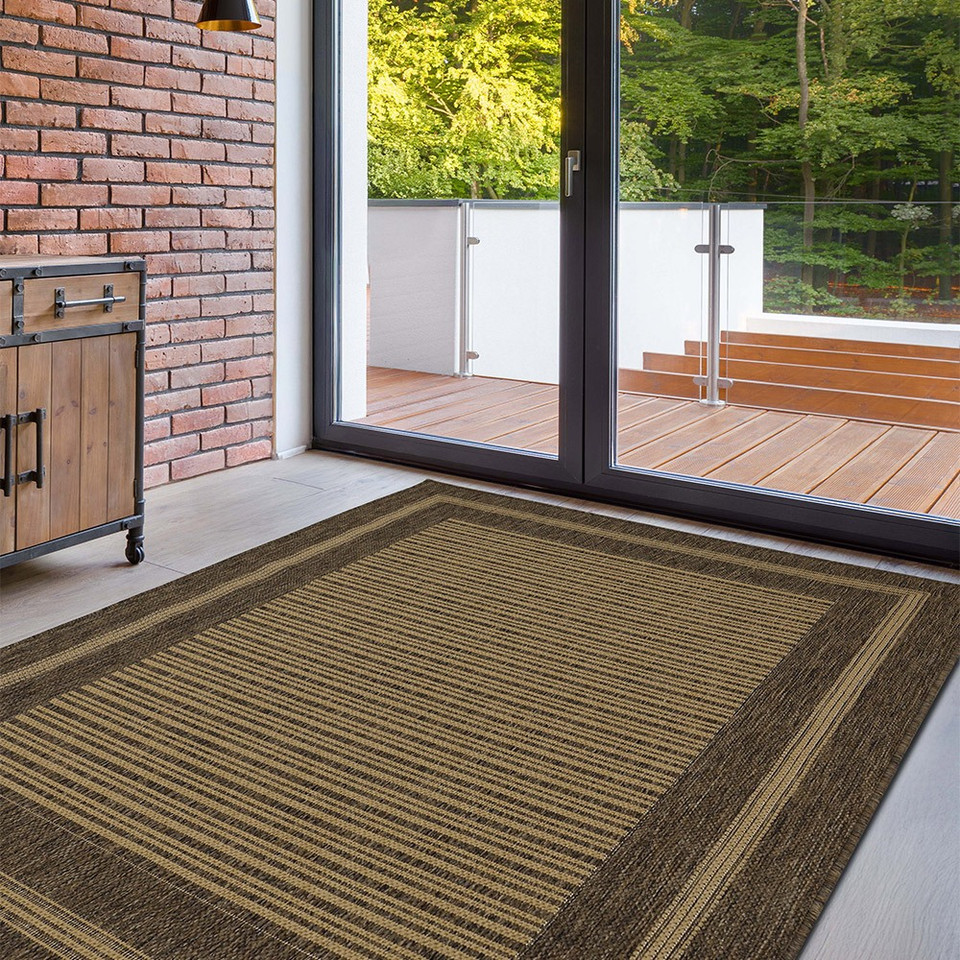 Flatweave Gel Border Natural Rug