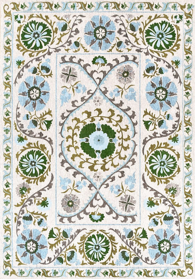 Suzani Slavia Blue 9732 Indoor Outdoor Washable Eco Rug
