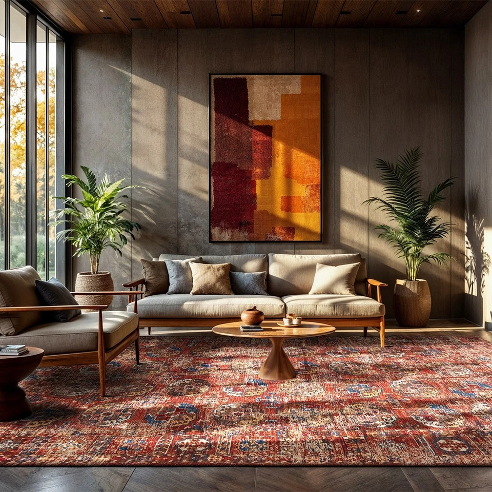 Kasak Aksou Red 9841 Indoor Outdoor Washable Eco Rug