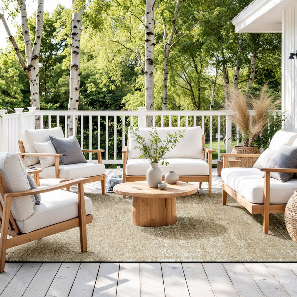 Medallion Milk Curry Brown 9672 Indoor Outdoor Washable Eco Rug
