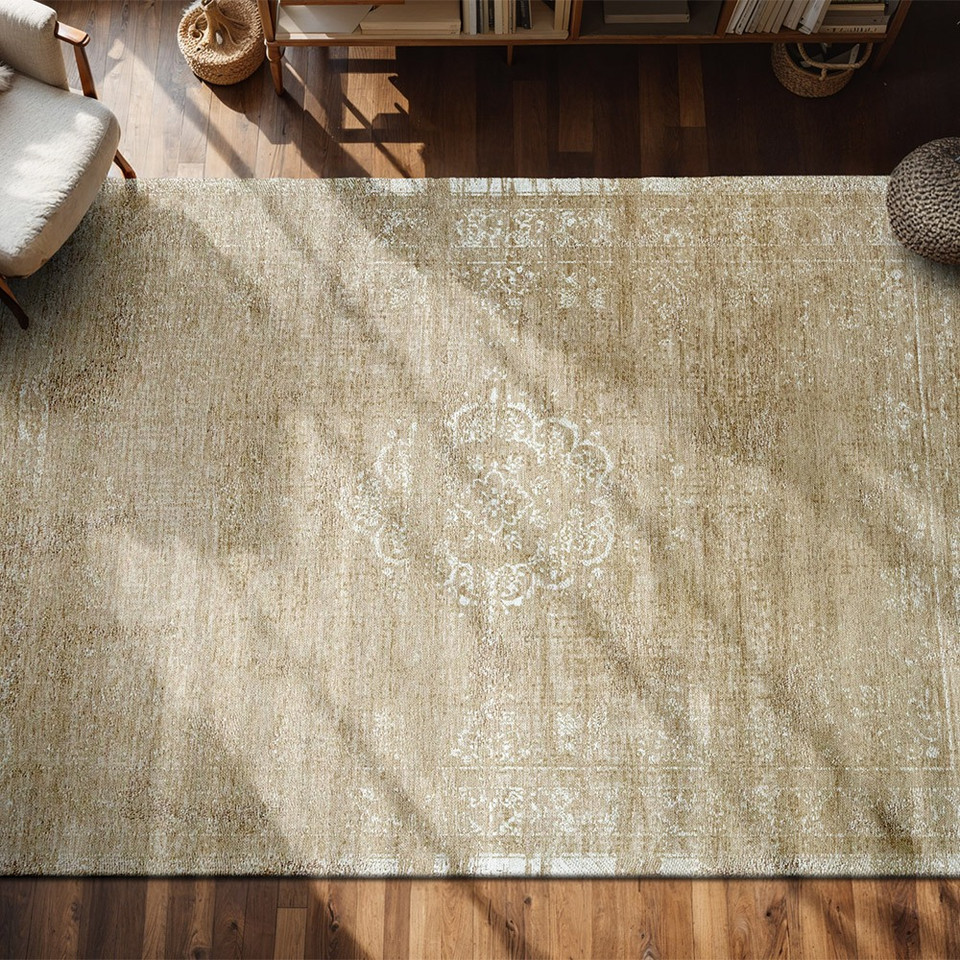 Medallion Milk Curry Brown 9672 Indoor Outdoor Washable Eco Rug