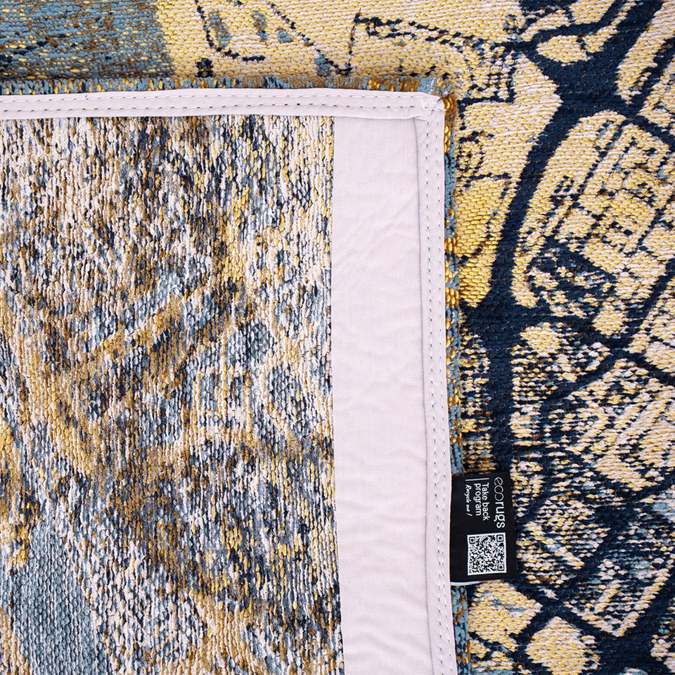 Cities Dubai Gold Sea 9698 Indoor Outdoor Washable Eco Rug