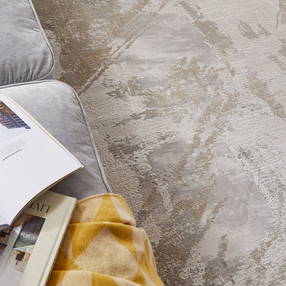 Skyline SK102 Abstract Ivory Grey Rug by Concept Looms