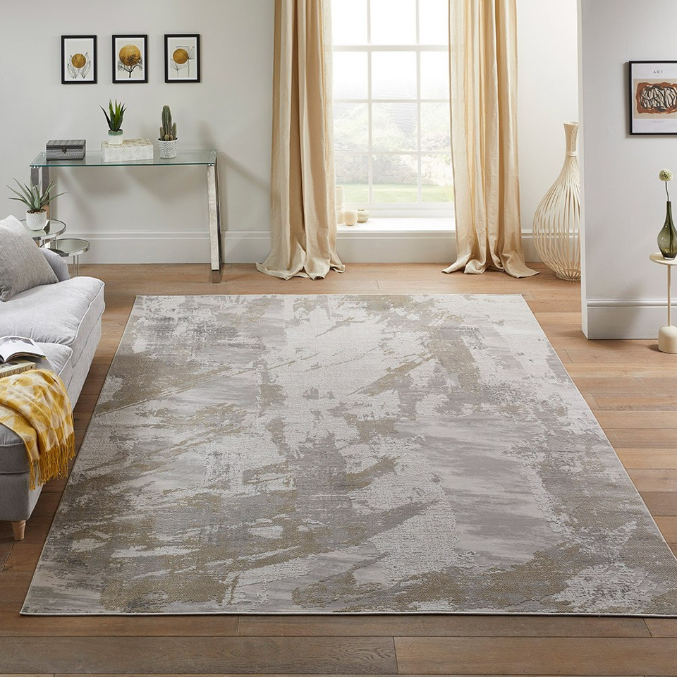 Skyline SK102 Abstract Ivory Grey Rug by Concept Looms