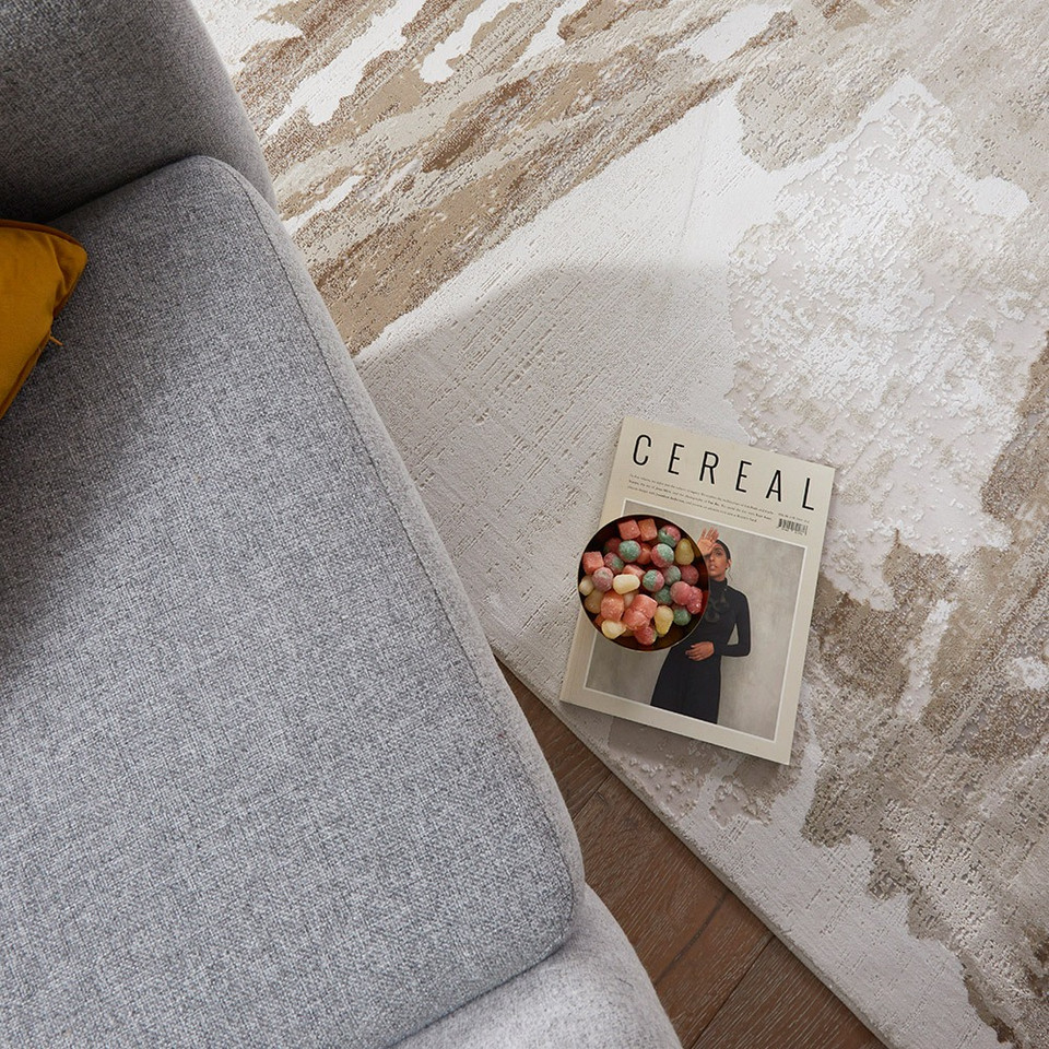 Skyline SK104 Abstract Ivory Beige Rug by Concept Looms
