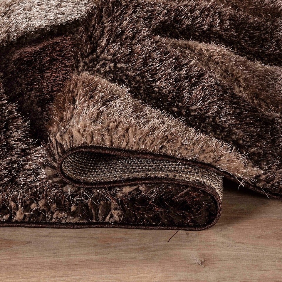 bronze shaggy rug folded
