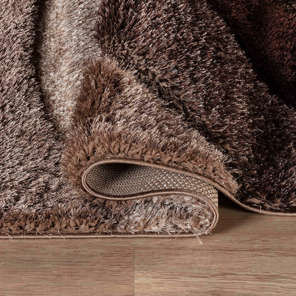bronze shaggy rug folded