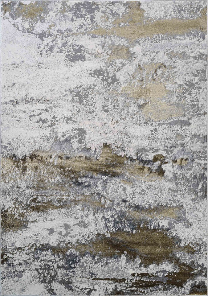 gold and grey abstract rug portrait