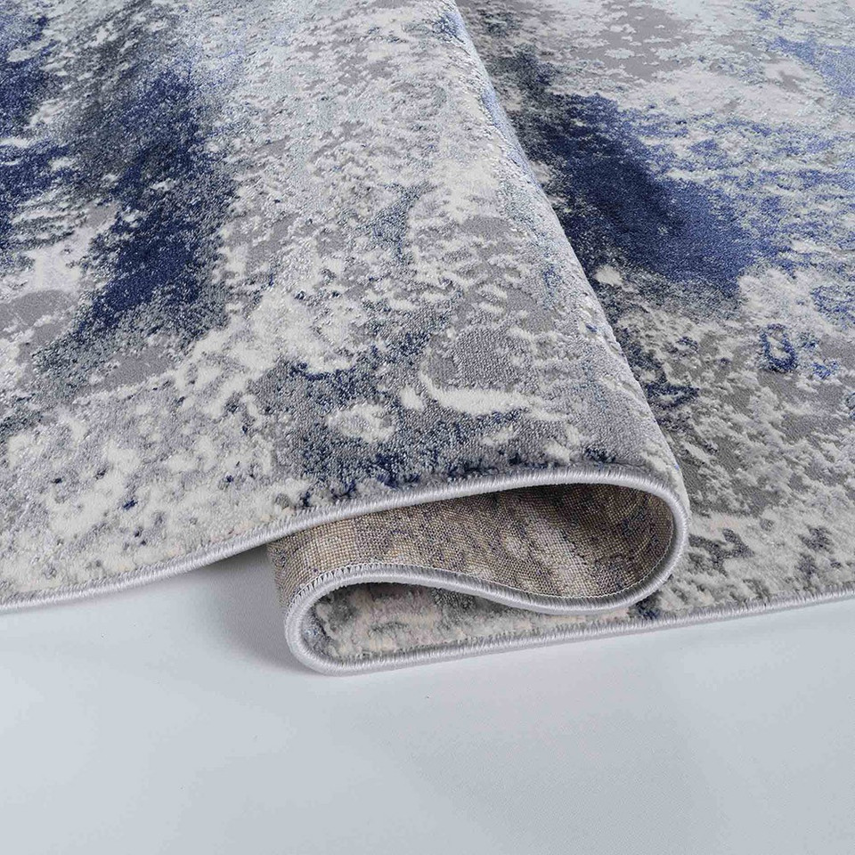 navy grey abstract rug folded
