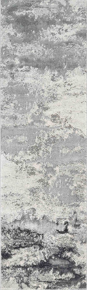 silver grey abstract rug runner portrait