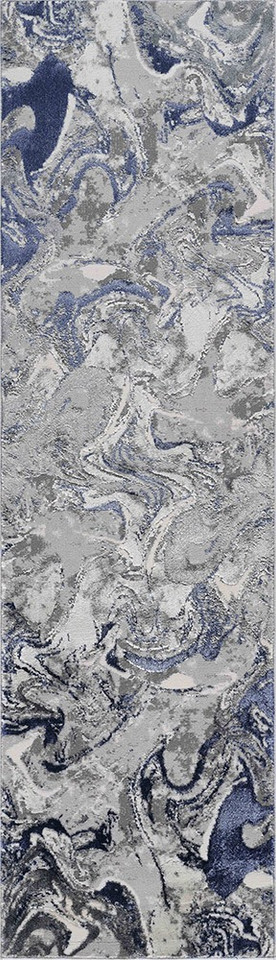 navy grey abstract rug runner portrait