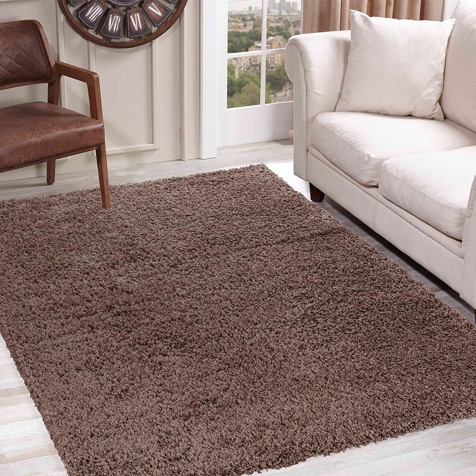 Oxford Plain Shaggy Dark Beige Rug