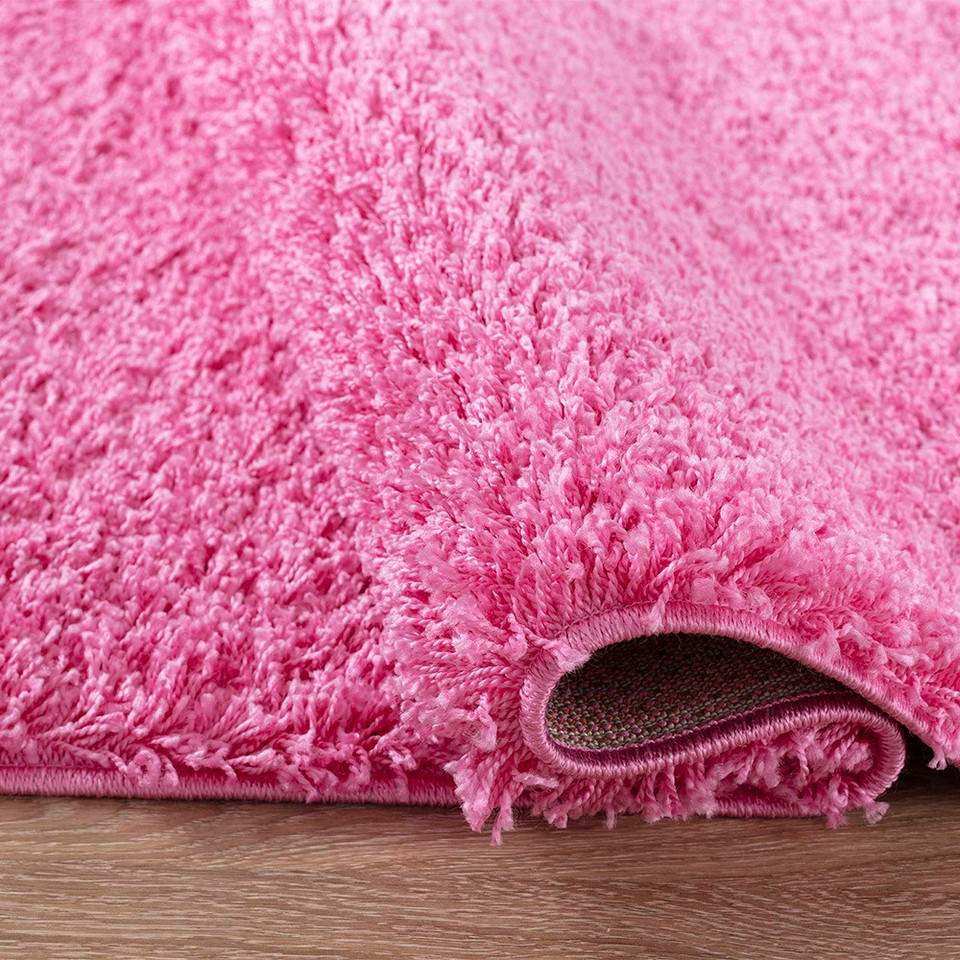 Oxford Plain Shaggy Pink Rug Circle