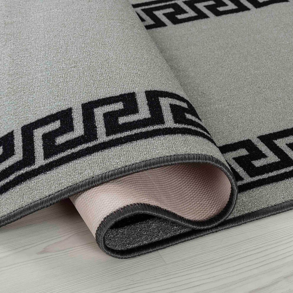 greek key grey doormat folded