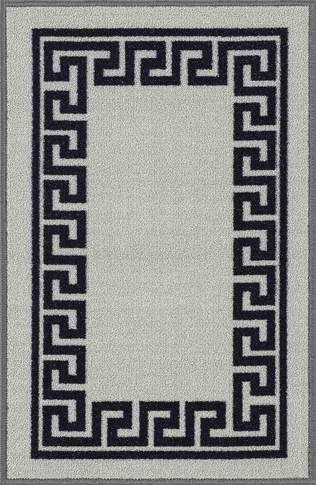 greek key grey doormat portrait