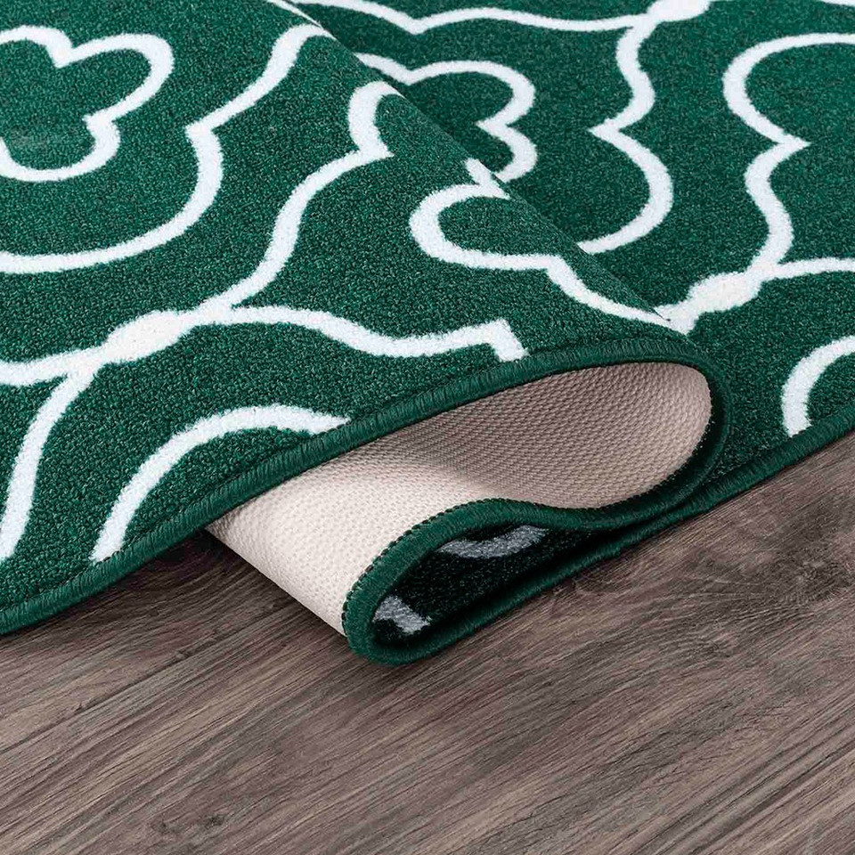quatrefoil emerald doormat folded