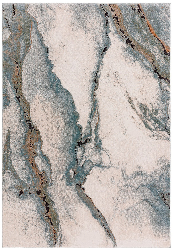 abstract blue shaggy rug portrait
