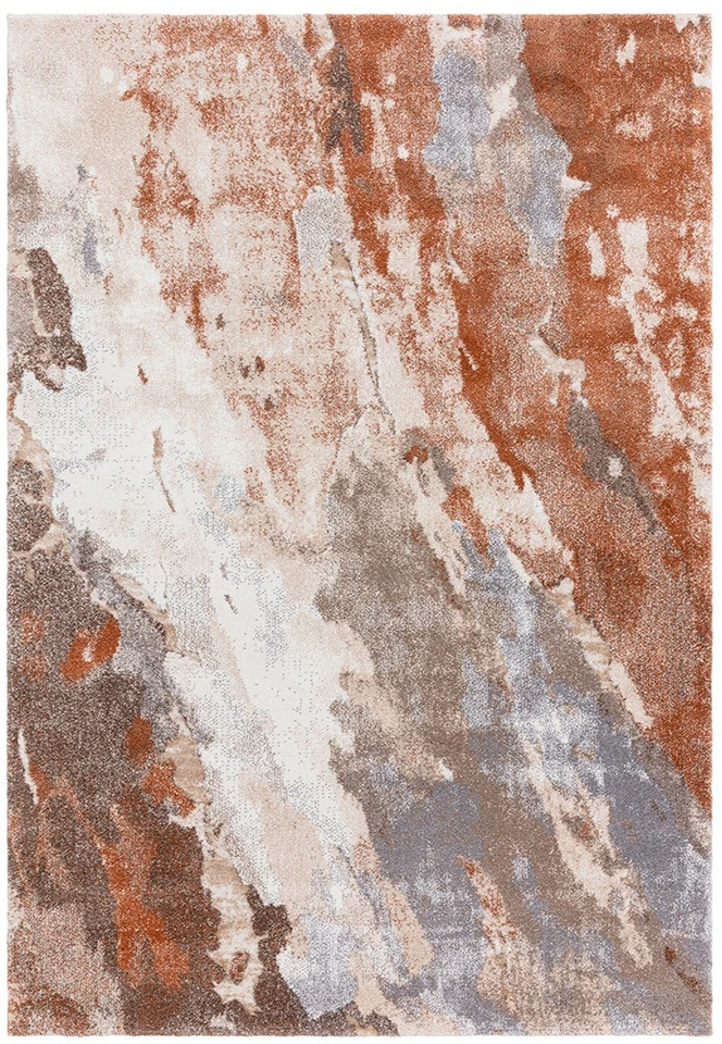 abstract terra shaggy rug portrait