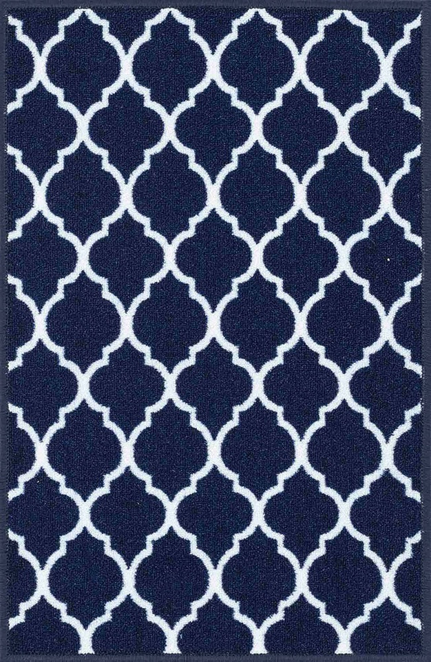 trellis navy doormat portrait