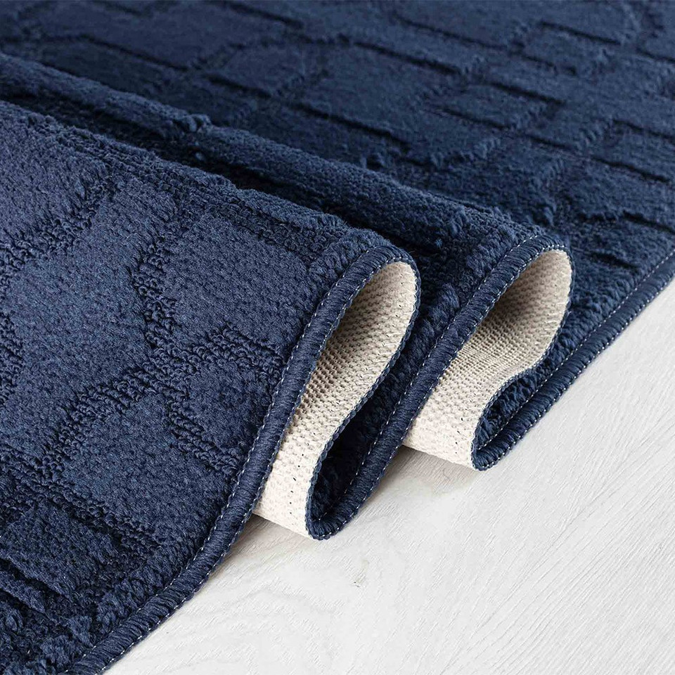 cubed trellis navy doormat folded