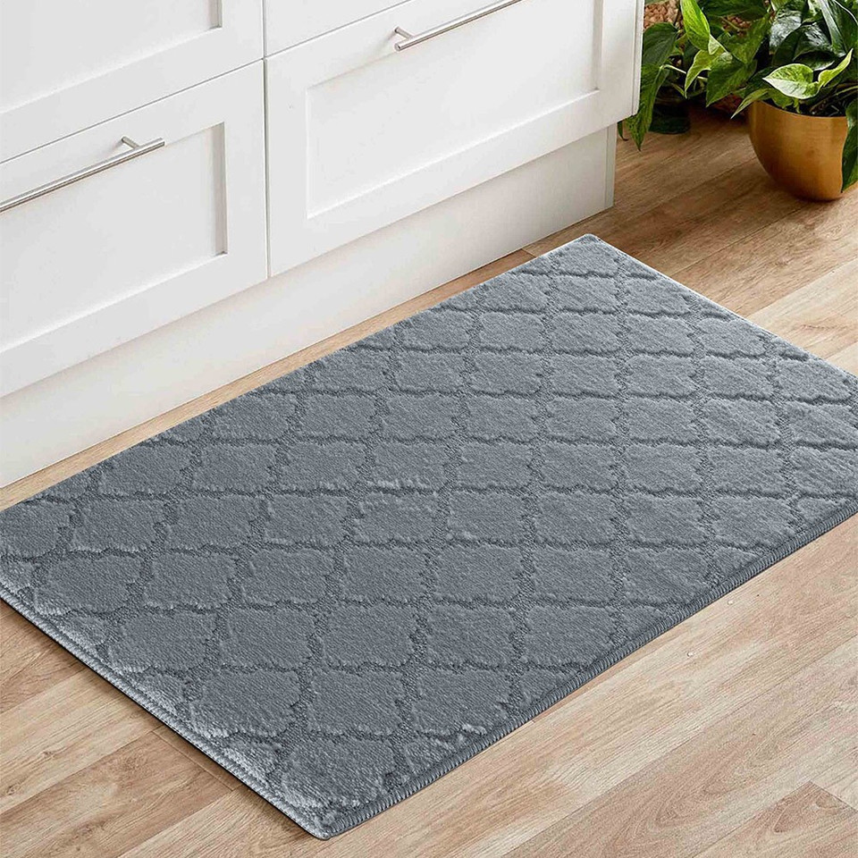trellis dark grey doormat in a living room