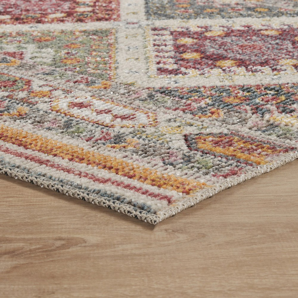 herigate multi-colour rug side view of corner