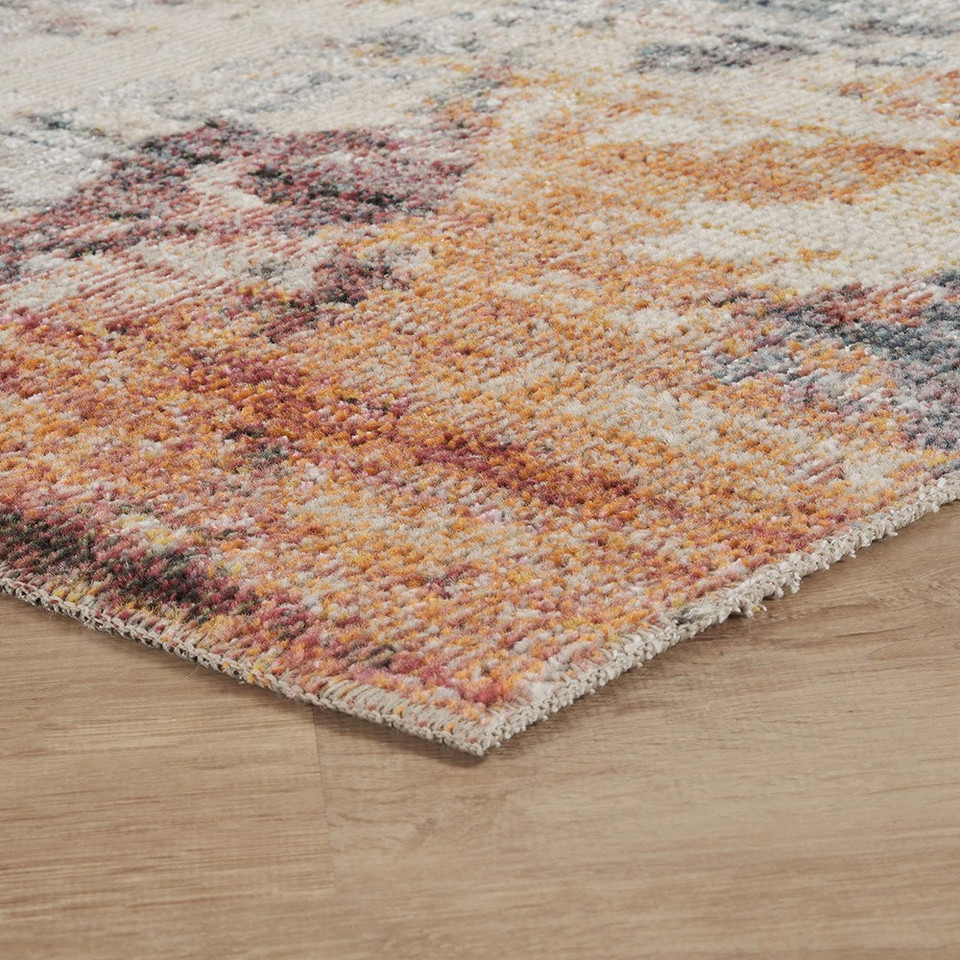 abstract multi-colour rug side view of corner