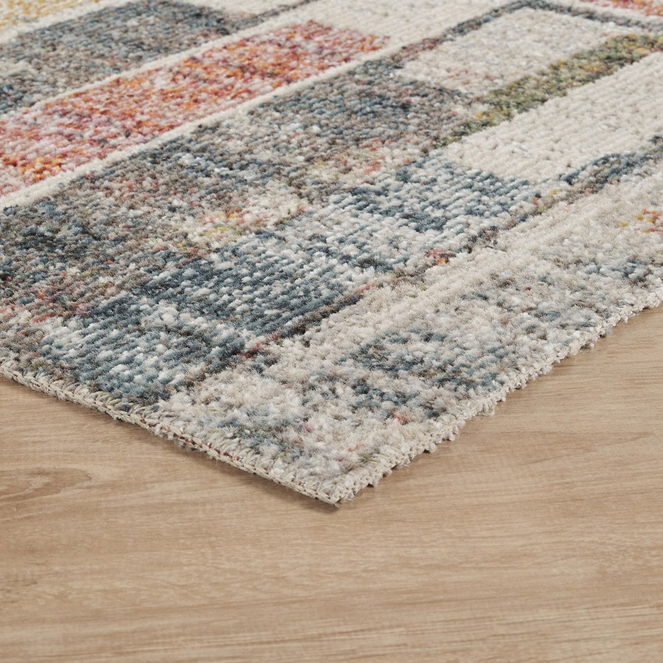 slate multi-colour rug side view of corner
