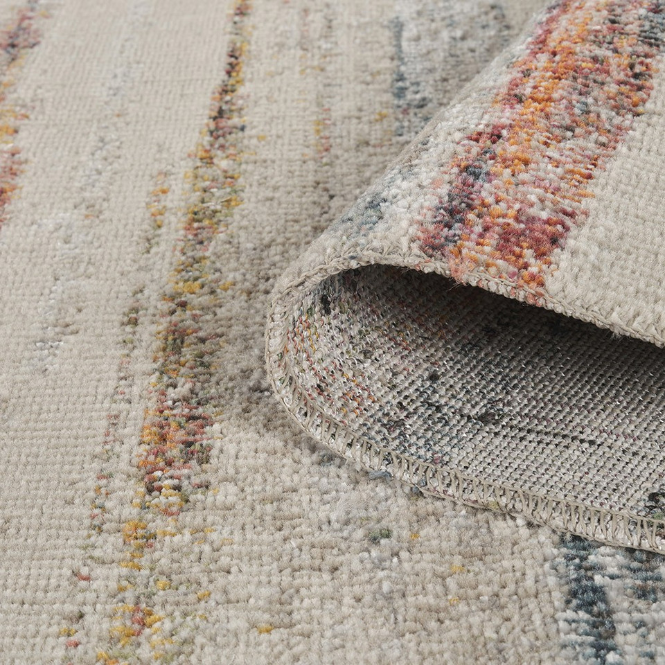 stripe multi-colour rug rolled