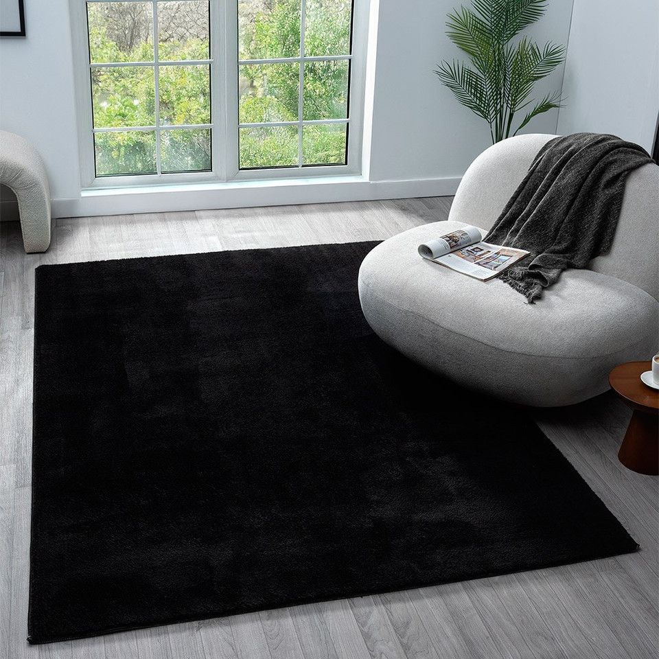 plain black rug room