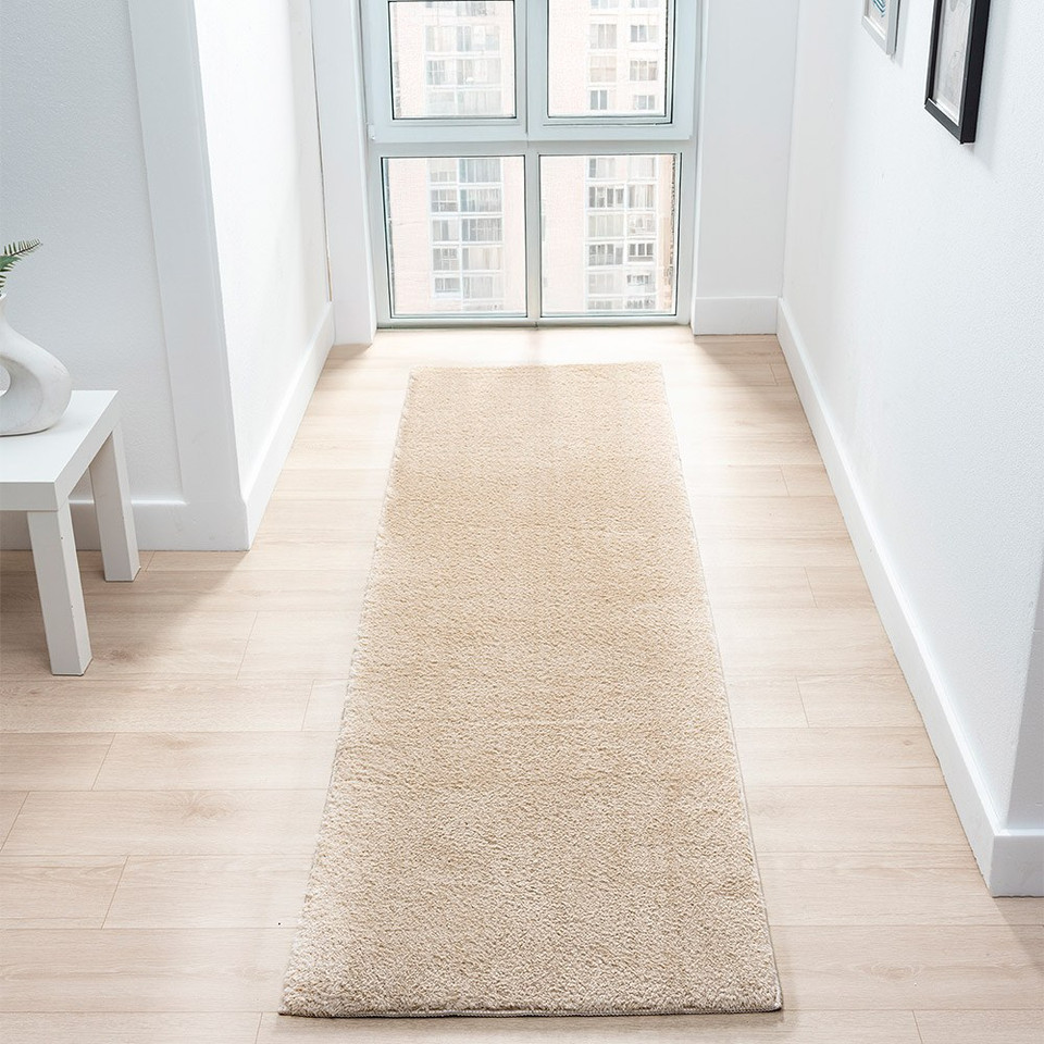 plain beige rug runner hallway