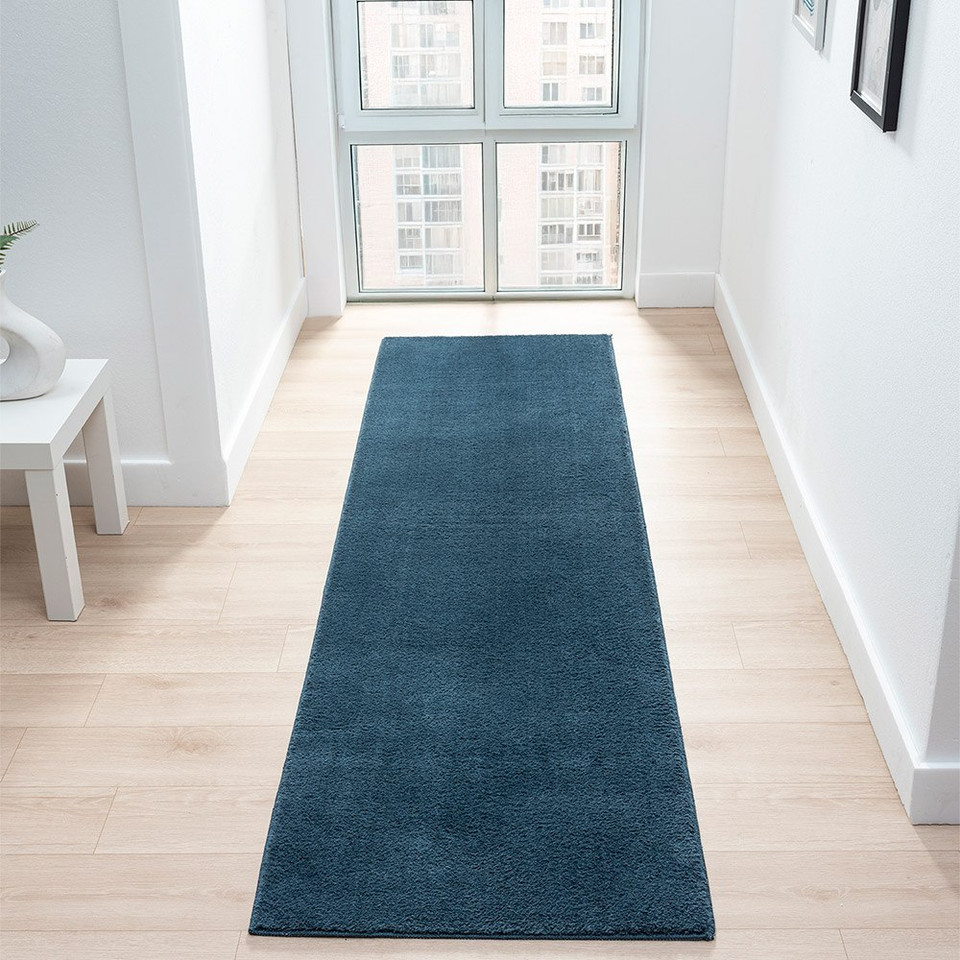 plain navy rug runner hallway