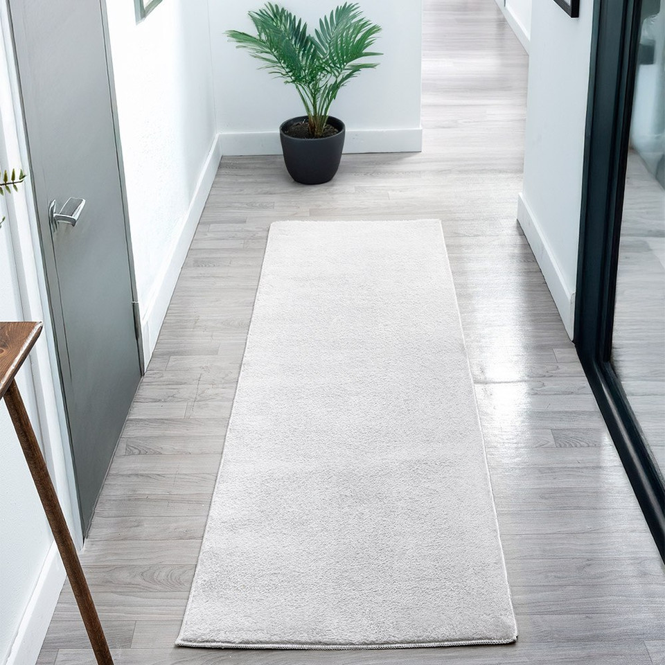 plain silver rug runner hallway
