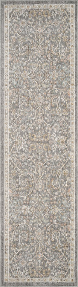 traditional floral grey rug runner portrait