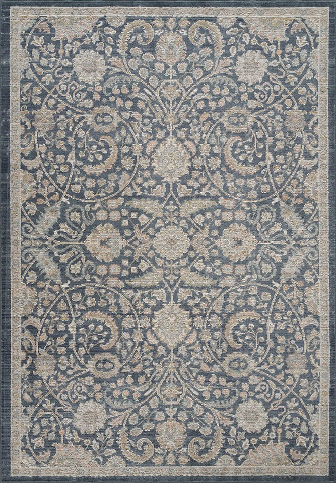 traditional floral navy rug portrait