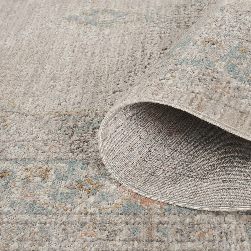 traditional orchid beige rug runner closeup rolled