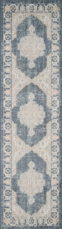 traditional floral navy rug runner portrait
