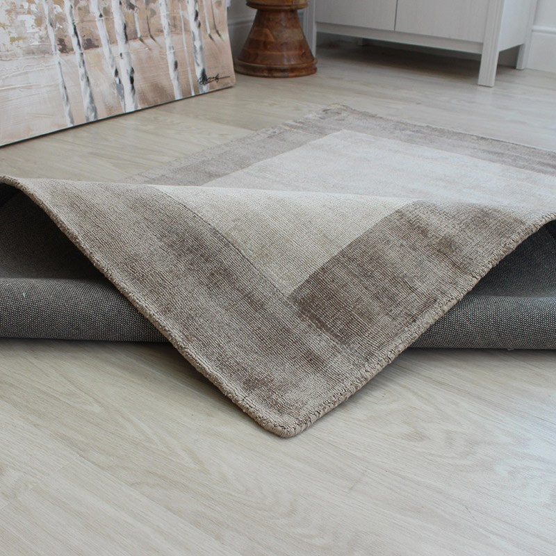 On Sale Smoke Putty Blade Border Rug 160x230cm