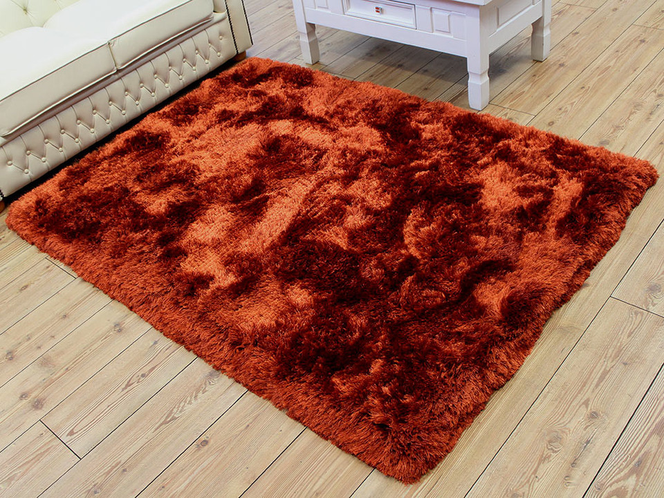 On Sale Ultra Thick Plush Shaggy Rug Rust Orange 160x230cm