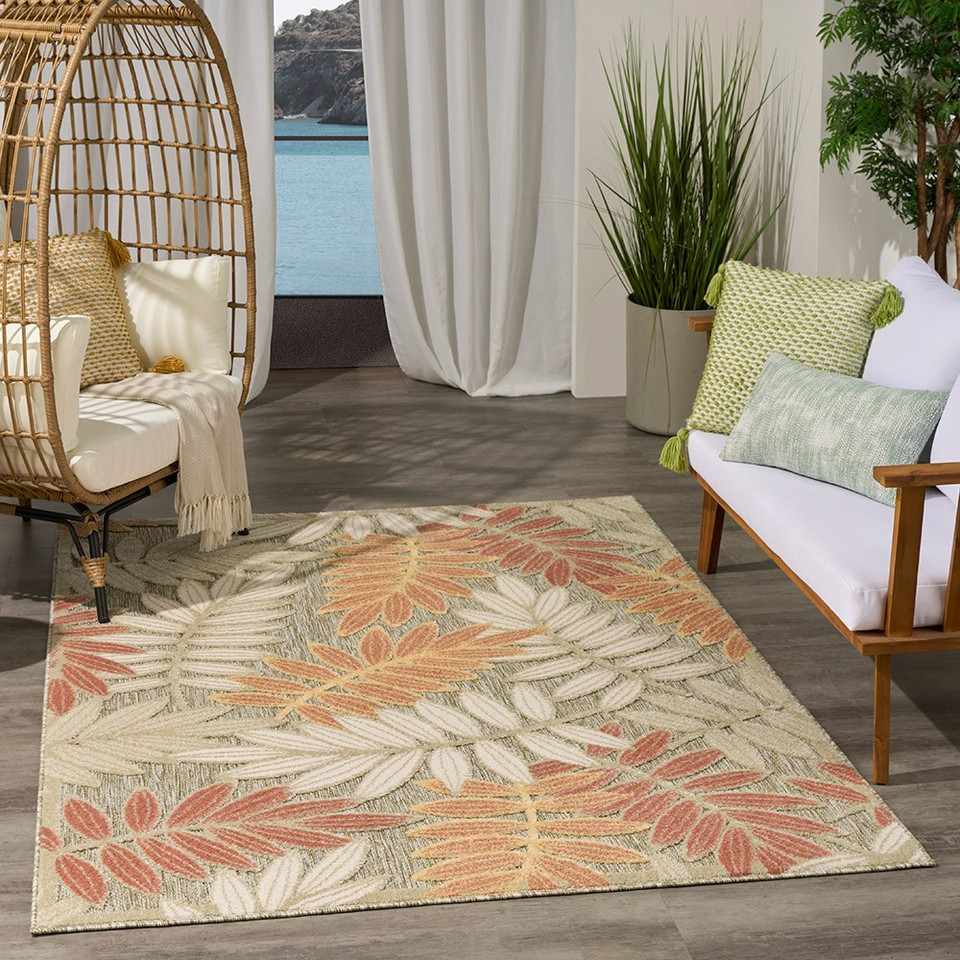 floral sage rose rug indoors dark setting