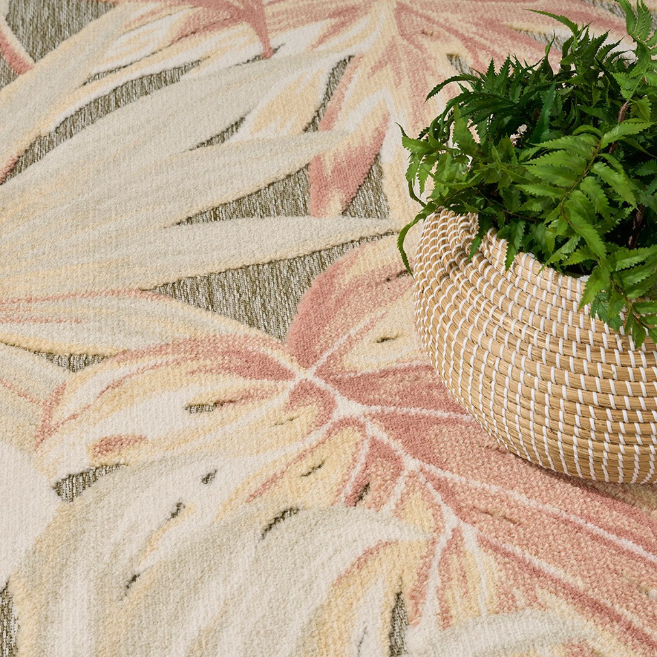 floral sage rose rug closeup pattern