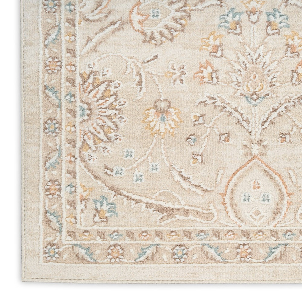ivory traditional rug closeup corner with white background